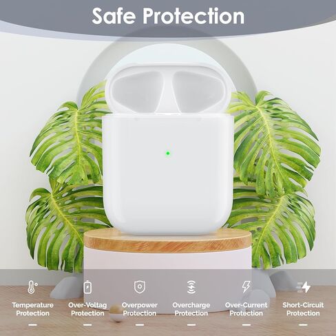 متوافق مع حافظة شحن AirPods الجيل الأول والثاني، حافظة بديلة لشاحن لاسلكي لحافظة AirPods الجيل الثاني مع زر مزامنة بلوتوث، أبيض (بدون سماعات رأس) in Saudi Arabia