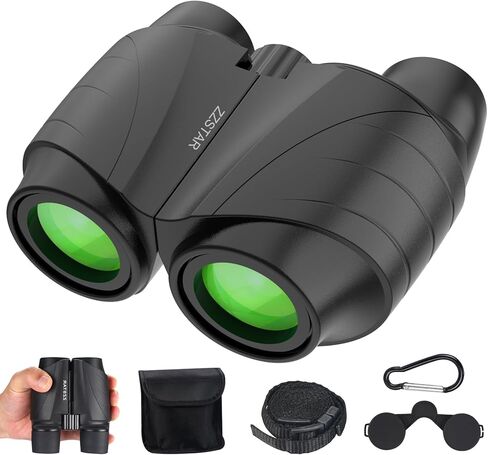 ZZSTAR 10x25 مناظير عالية الطاقة للبالغين، مناظير كبيرة مدمجة مع رؤية واضحة منخفضة الإضاءة، من السهل التركيز على منظار صغير قابل للطي لمشاهدة الطيور، والسفر، والصيد، والمشي لمسافات طويلة، والحفلات الموسيقية in Kuwait