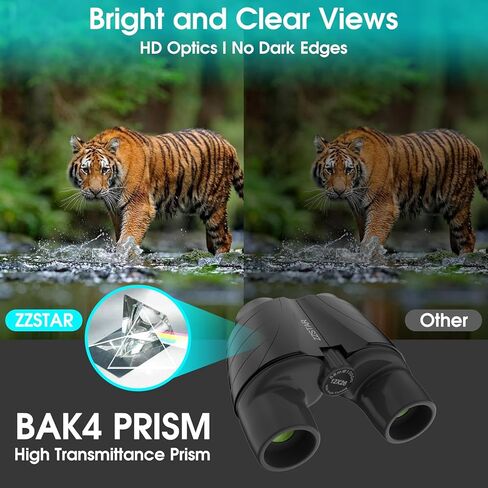 ZZSTAR 10x25 مناظير عالية الطاقة للبالغين، مناظير كبيرة مدمجة مع رؤية واضحة منخفضة الإضاءة، من السهل التركيز على منظار صغير قابل للطي لمشاهدة الطيور، والسفر، والصيد، والمشي لمسافات طويلة، والحفلات الموسيقية in Kuwait