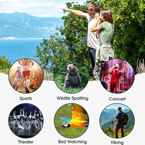 ZZSTAR 10x25 مناظير عالية الطاقة للبالغين، مناظير كبيرة مدمجة مع رؤية واضحة منخفضة الإضاءة، من السهل التركيز على منظار صغير قابل للطي لمشاهدة الطيور، والسفر، والصيد، والمشي لمسافات طويلة، والحفلات الموسيقية in Kuwait