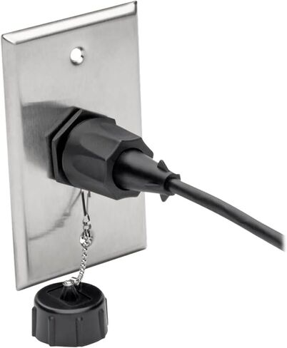 Tripp Lite RJ45 Bulkhead Wall Plate, 1 Cutout, Industrial, Metal - Stainless Steel, IP44, Single Gang, TAA (N206-FP01-IND) in Saudi Arabia