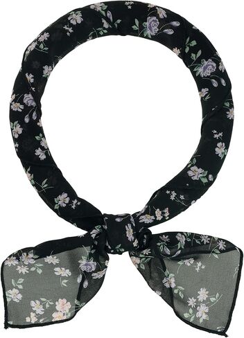 Allegra K Women Chiffon Scarves - 25.6" X25.6" - Floral Print Square Kerchief Neck Scarf Neckerchief in Kuwait