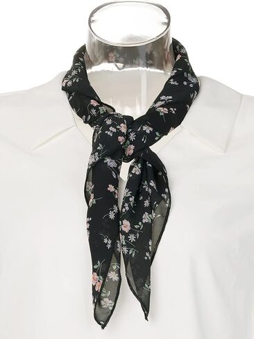 Allegra K Women Chiffon Scarves - 25.6" X25.6" - Floral Print Square Kerchief Neck Scarf Neckerchief in Kuwait