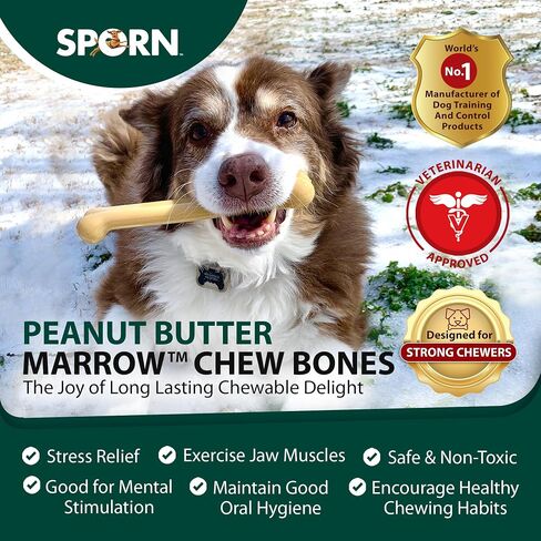 Sporn Durable Marrow Dog Chew Bones for Aggressive Chewers, Jerky Flavor Dog Chew Toys for Small Dogs, Made with Strong Nylon Dog Dental Chew Toy, Gluten-Free & Non-Toxic, Small in Saudi Arabia