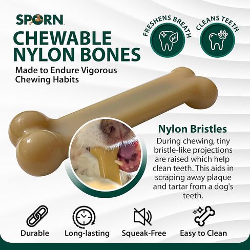 Sporn Durable Marrow Dog Chew Bones for Aggressive Chewers, Jerky Flavor Dog Chew Toys for Small Dogs, Made with Strong Nylon Dog Dental Chew Toy, Gluten-Free & Non-Toxic, Small in Saudi Arabia