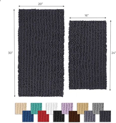 Zebrux Christmas Decorations Red Bathroom Rugs, Bath Mats for Bathroom Extra Soft and Absorbent - Striped Bath Rugs Set for Indoor/Kitchen (20 x 30 + 15 x 23'', Red) in Kuwait