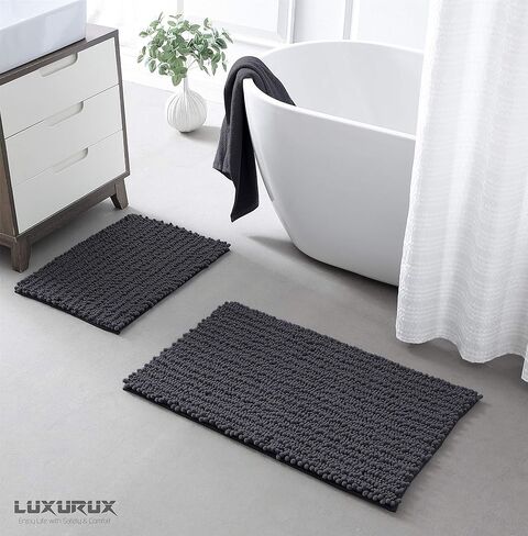 Zebrux Christmas Decorations Red Bathroom Rugs, Bath Mats for Bathroom Extra Soft and Absorbent - Striped Bath Rugs Set for Indoor/Kitchen (20 x 30 + 15 x 23'', Red) in Kuwait