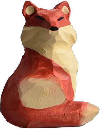 ALHBEJT Wooden Fox Figurines Sculpture Statue Lovely Small Carved Fox Statue Handmade Wood Fox Art Carving Work for Home Office Decoration (Pink) in Saudi Arabia