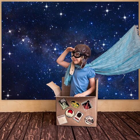 Avezano Starry Night Sky Backdrop Outer Space Galaxy Birthday Background Universe Nebula Stars Theme Party Decorations for Boy Kids First Birthday Banner Photo Booth Props (6x4ft) in Saudi Arabia