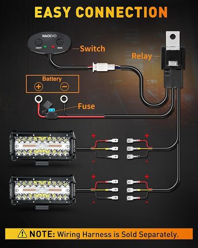 NAOEVO 7 بوصات 240 وات مصابيح LED باللون الأبيض الكهرماني، 6 أوضاع مع وظيفة الذاكرة، شريط إضاءة ستروب بقعة الفيضانات، 24000 لومن مقاوم للماء على الطرق الوعرة، ضوء عمل للقيادة على الطرق الوعرة لقارب الشاحنة، قطعتان in Kuwait