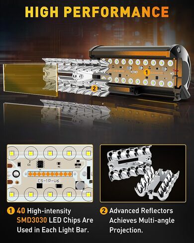 NAOEVO 7 بوصات 240 وات مصابيح LED باللون الأبيض الكهرماني، 6 أوضاع مع وظيفة الذاكرة، شريط إضاءة ستروب بقعة الفيضانات، 24000 لومن مقاوم للماء على الطرق الوعرة، ضوء عمل للقيادة على الطرق الوعرة لقارب الشاحنة، قطعتان in Kuwait