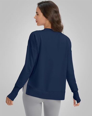 G Gradual Sweatshirt for Women Buttery Soft Crewneck Modal Pullover Yoga Tops Side Slit Thumb Holes (Oats White, XX-Large) in Kuwait