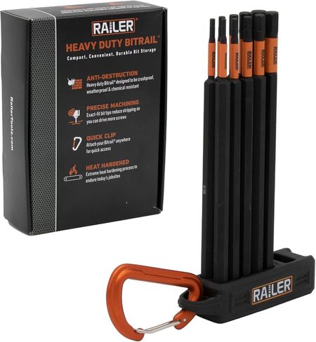 Hex Bit Set - Railer 6 Inch Impact Driver 10pc Metric Hex Bit Set With A Storage Magnetizer Bit Holder & Carabiner. Premium S2 Steel, Ideal For Furniture Screws in Kuwait