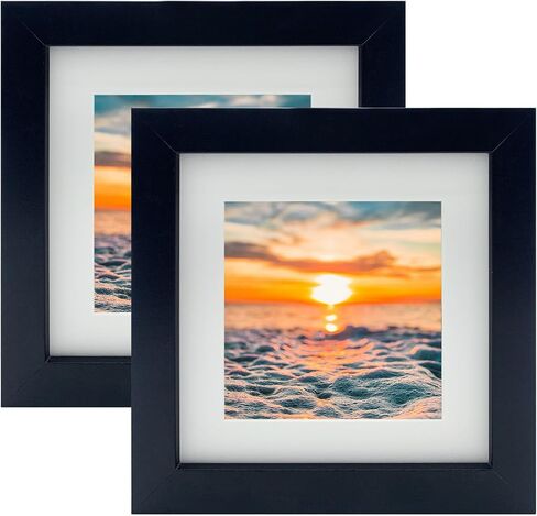 إطار صورة أسود مقاس 7 × 7، إطار صورة مربع مع أدوات تعليق وحامل لعرض الطاولة أو الحائط، عبوتان in Saudi Arabia
