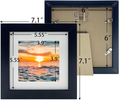 إطار صورة أسود مقاس 7 × 7، إطار صورة مربع مع أدوات تعليق وحامل لعرض الطاولة أو الحائط، عبوتان in Saudi Arabia