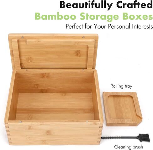 مجموعة صندوق وصينية من الخيزران من Donghome، صندوق تخزين مزخرف - يتضمن علبتين من الصفيح مع أغطية وجميع الملحقات - أفضل هدية للأب والزوج in Kuwait