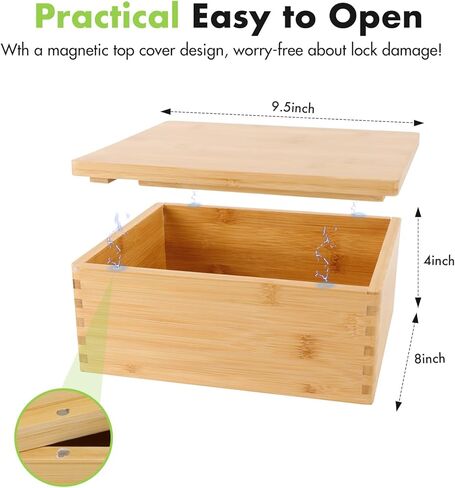 مجموعة صندوق وصينية من الخيزران من Donghome، صندوق تخزين مزخرف - يتضمن علبتين من الصفيح مع أغطية وجميع الملحقات - أفضل هدية للأب والزوج in Kuwait