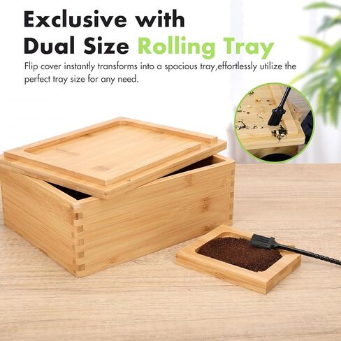 مجموعة صندوق وصينية من الخيزران من Donghome، صندوق تخزين مزخرف - يتضمن علبتين من الصفيح مع أغطية وجميع الملحقات - أفضل هدية للأب والزوج in Kuwait