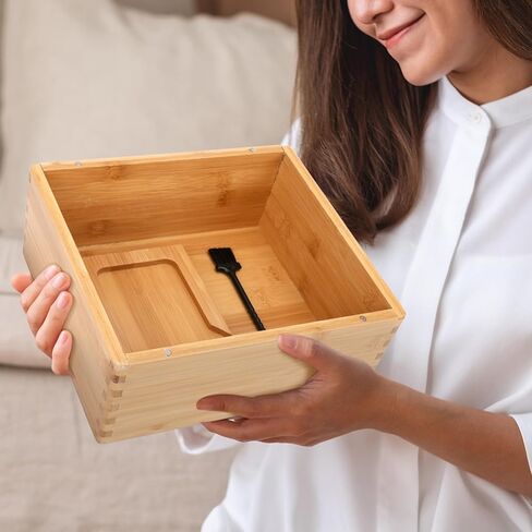 مجموعة صندوق وصينية من الخيزران من Donghome، صندوق تخزين مزخرف - يتضمن علبتين من الصفيح مع أغطية وجميع الملحقات - أفضل هدية للأب والزوج in Kuwait