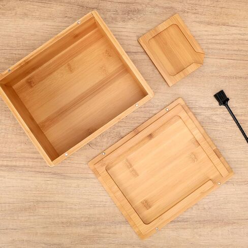 مجموعة صندوق وصينية من الخيزران من Donghome، صندوق تخزين مزخرف - يتضمن علبتين من الصفيح مع أغطية وجميع الملحقات - أفضل هدية للأب والزوج in Kuwait