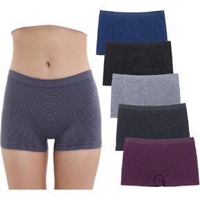 Ruxia Womens Boy Shorts Underwear Soft Stretch Seamless Boyshort Panties Comfortable Boxer Briefs for Ladies Pack