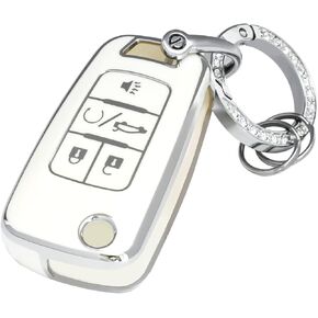 OFFCURVE for Chevy Key Fob Cover with Keychain, Car Key Case Fit for Chevrolet Chevy GMC Buick Encore Terrain Malibu Camaro Cruze Impala Equinox Volt Spark Sonic Car Smart Key Accessories, Pink