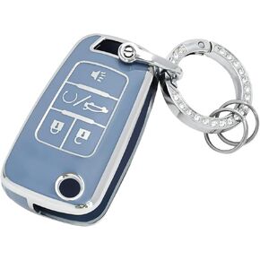 OFFCURVE لغطاء مفتاح Chevy Key Fob مع سلسلة مفاتيح، حافظة مفاتيح السيارة مناسبة لشفروليه Chevy GMC Buick Encore Terrain Malibu Camaro Cruze Impala Equinox Volt Spark Sonic Car ملحقات المفاتيح الذكية، وردي