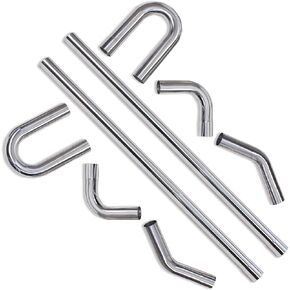 2''Inch DIY Custom Mandrel Exhaust Pipe Tube Pipe Intercooler Pipe,48''Straight Pipe,2''OD Straight&Mandrel Bend Pipe(45/90/180 Degree) Kit,Polished T304 Stainless Steel-8PCS
