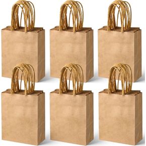 SPERPAND 150Pcs Small Gift Bags - 6.5" Brown Paper Bags Kraft Gift Bags for Birthday, Baby Shower, Christmas, Wedding, Party Favor Bags