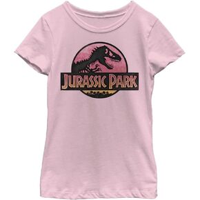 Jurassic Park Girl's Safari Logo T-Shirt, Pink, Medium