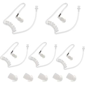 3.5mm Surveillance Listen Only Earpiece Covert Acoustic Coil Tube Headset for Walkie Talkies Ham Transceiver,Radio Speaker Mic Jacks with Two Pair Medium Earmolds(Left and Right)