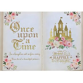 AIIKES 7X5FT Once Upon a Time Backdrop Fairy Tale Books Backdrop Pink Floral Gold Castle Princess Fairytale Wedding Girls Birthday Party Decorations Photo Studio Props 12-615