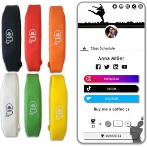 Silicone NFC/QR Code Networking Wristband: Your Digital Business Card & Bio Link - No App/No Subscription - Ideal Gift for Events, Summer Camp and Creatives (Black - Pack 6)