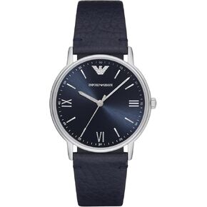 Emporio Armani Men's Ar11173 Matte Silver Leather Analog Quartz Dress Watch