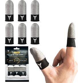 Improved Version-Visible Pure Silver Fiber&Carbon Fiber Professional Model Gaming Finger Sleeves,No Rubber Band,Maximum Touch Response,Comfortable fit, Anti-Sweat,Fit All Touchscreen Devices-12 Pack