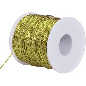 Qeuly 109 Yards Metallic Bakers Twine Christmas Decorative Wrapping Twine String, 12-Ply Glitter Gold String Cord for Crafts & Gift Wrapping (Gold)