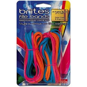 Alliance Rubber 07800 Non-Latex Brites File Bands, Colored Elastic Bands, 50 Pack (7" x 1/8", Assorted Bright Colors in Resealable Bag),Blue/Orange/Pink