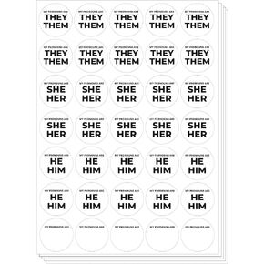 Pronouns Stickers Decal - Bulk Gender Identity for Conference - They Them He Him She Her Nonbinary Badges Name Tags (5 Sheets)