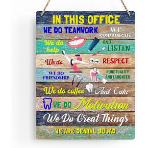 Office Decor Inspirational Office Rules Quote Wall Decor Rustic Teamwork Office Wood Plaque Office Wall Art Decor Gift for Coworker Wooden Hanging Sign Decoration for Home Office 8x10 Inches