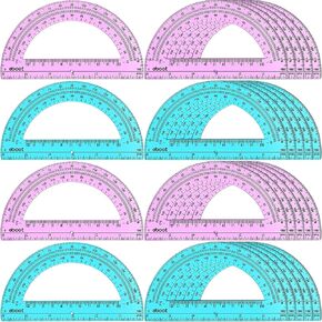 EBOOT 24 Pack Plastic Protractors Bulk Math Protractor 180 Degrees 6 Inch, Clear