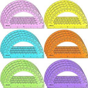 EBOOT 24 Pack Plastic Protractors Bulk Math Protractor 180 Degrees 6 Inch, Clear