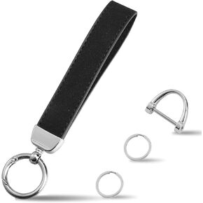 سلسلة مفاتيح معصم جلدية من Weixiltc، حامل سلسلة مفاتيح السيارة مع حلقتين مفاتيح وحلقة على شكل حرف D مضادة للفقدان، سوار معصم مفتاح فوب للنساء in Kuwait