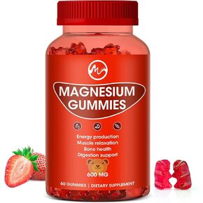 Magnesium Gummies 600mg High Strength - Fruity Flavors Gummy Bear, Healthy Mineral Supplements Promotes Muscle, Energy & Digestion