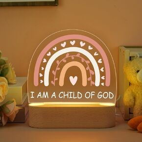 Tujoe Baptism Gifts for Girl Boy Acrylic Night Light Gift for Kids Baby Gifts Keepsake Baby Shower Gifts Acrylic Plaque Light for Girl Boy Baby Shower Gifts