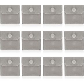 20PCS Velvet Jewelry Pouches with Snap Button, Small Microfiber Velvet Jewelry Bag for Storing Ring Bracelets Necklaces Earring(Black)