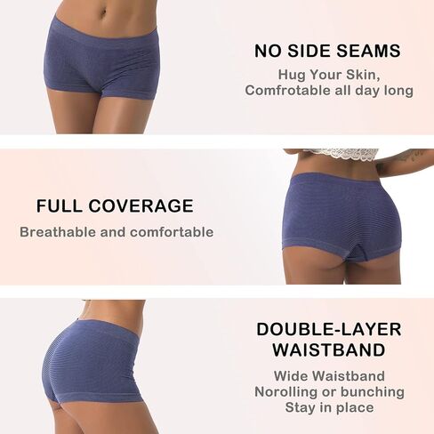 Ruxia Womens Boy Shorts Underwear Soft Stretch Seamless Boyshort Panties Comfortable Boxer Briefs for Ladies Pack in Saudi Arabia