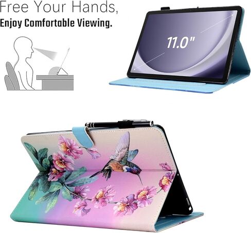Case for Samsung Galaxy Tab A11+ Plus/A9+ Plus 11 Inch 2026/2024, Cute PU Leather Stand Protective Cover for Galaxy Tab A11+/A9+ Tablet, Auto Wake/Sleep - Hummingbird in Saudi Arabia