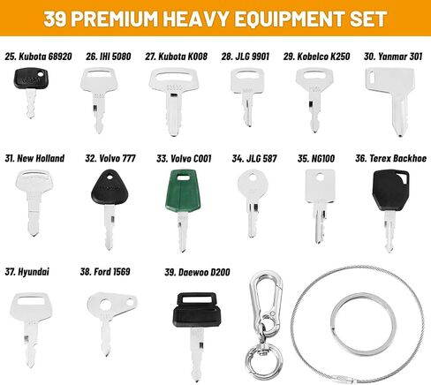 39 PCS Heavy Equipment Key Set, Construction Ignition Master Key Kit Compatible with Case Takeuchi Komatsu Hyster Kubota Cat New Holland JCB Volvo Yanmar Daewoo Ford Hitachi and More in Kuwait