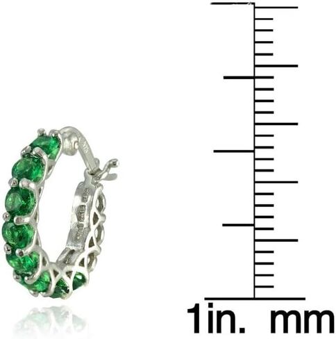 Sterling Silver Genuine, Created or Simulated Gemstone Small Round Huggie Hoop Earrings in Kuwait