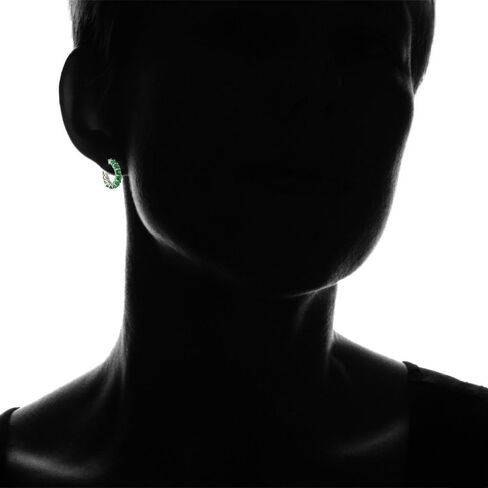 Sterling Silver Genuine, Created or Simulated Gemstone Small Round Huggie Hoop Earrings in Kuwait